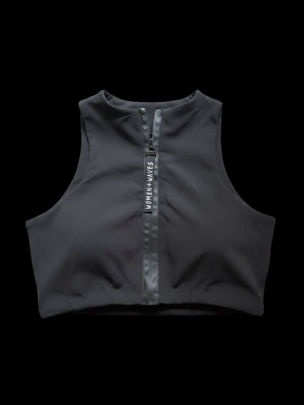 Women + Waves US 12 Black Crop Zip Top